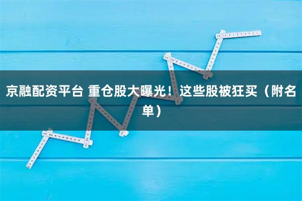 京融配资平台 重仓股大曝光！这些股被狂买（附名单）
